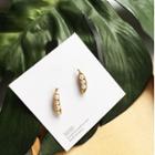 Faux Pearl Bean Earring Stud Earring - 1 Pair - Silver Stud - Gold - One Size