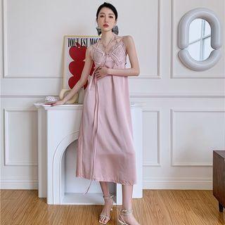 Spaghetti Strap Lace Midi Smock Dress