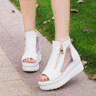 Zip Side Mesh Panel Sandals