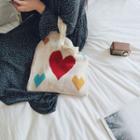 Heart Print Knit Tote Bag