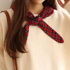 Plaid Tie-neck Loose-fit Pullover