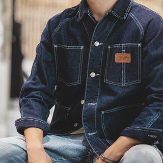 Contrast Stitching Denim Button Jacket