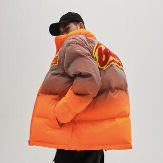 Padded Ombre Lettering Jacket