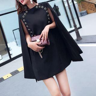 Button Detail Cape Dress