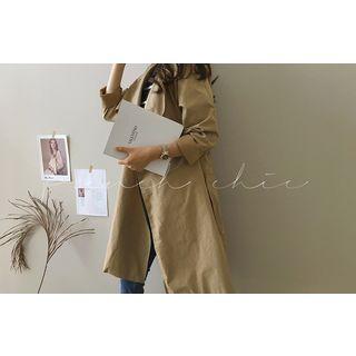 Open-front Flap-detail Trench Coat With Sash