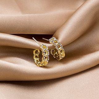 Rhinestone Chain Open Hoop Earring 1 Pair - E3074-4 - Gold - One Size