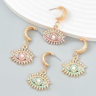 Moon Eye Rhinestone Faux Pearl Alloy Dangle Earring