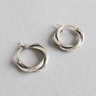 925 Sterling Silver Ribbed Hoop Earring Silver - One Size