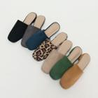 Square-toe Faux-suede Flat Mules