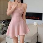 Halter-neck Mini A-line Chiffon Dress