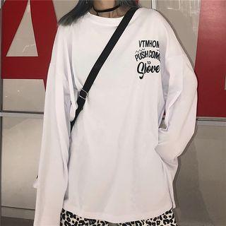 Couple Matching Lettering Long-sleeve T-shirt White - One Size