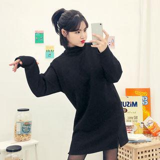 Turtle-neck Fleece-lined Dress