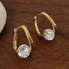 Rhinestone Sterling Silver Hoop Earring E1136 - 1 Pr - Gold - One Size