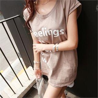 Set: Cap-sleeve Lettering Top + Shorts
