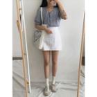 Band-waist A-line Linen Miniskirt