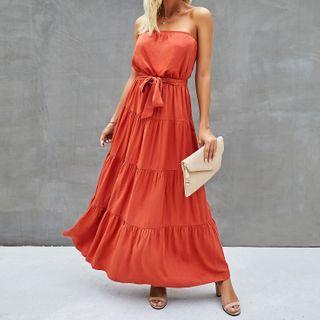 Sashed Maxi A-line Tube Dress