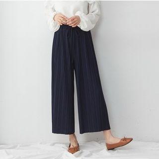 Drawstring Pleated Wide Leg Pants