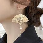 Alloy Fan Faux Pearl Dangle Earring 1 Pair - As Shown In Figure - One Size
