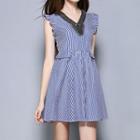 Embellished Stripe A-line Dress