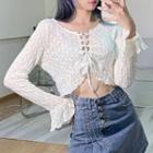 Long-sleeve Lace Up Lace T-shirt