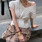 V-neck Slit Knit Vest