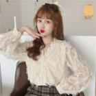 Lace Trim Long Sleeve Shirt Almond - One Size
