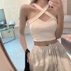 Halter-neck Crop Keyhole Top