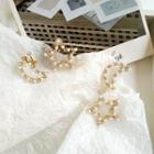 Non-matching Faux Pearl Crescent & Star Stud Earring / Clip-on Earring