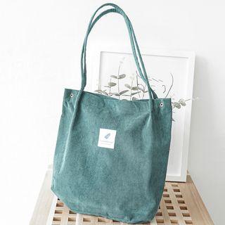 Corduroy Letter Patch Tote