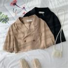 Double-button Short-sleeve Cropped Blazer
