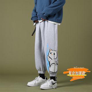 High-waist Cat Print Sweatpants