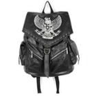 Faux-leather Embroidered Backpack