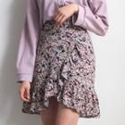 Ruffle-trim Floral Print Skirt