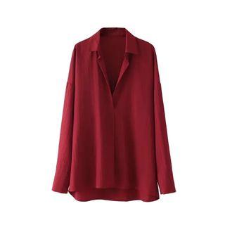 Dip-back V-neck Long Shirt