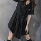 Short-sleeve Double Breasted Detachable Mini Dress