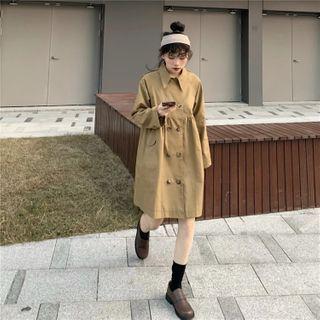 Plain Long-sleeve Coat As Shown In Figure - One Size