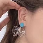 Acrylic Petal Fringed Earring 1 Pair - Silver Needle - Petal - Transparent - One Size