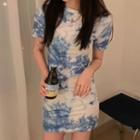 Short-sleeve Tie Dye Sheath Dress / T-shirt