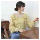 Layered-collar Blouse Yellow - One Size