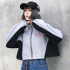 Color Panel Cropped Zip Jacket