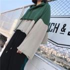 Oversized Patchwork Hooded Cropped Pullover