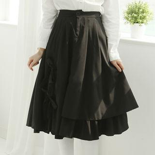 Beribboned Asymmetric Full Skirt Black - One Size