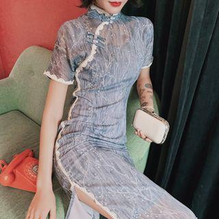 Short-sleeve Chiffon Qipao Dress