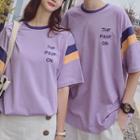 Couple Matching Elbow-sleeve Lettering T-shirt / Skort / Shorts