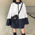 Color-block Long Sleeve Zip Jacket As Shown In Figure - One Size