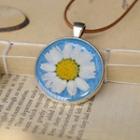 Dried Flower Pendant Necklace Blue - One Size