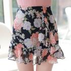 Inset Shorts Ruffle-trim Rosette Skirt