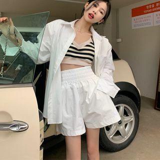 Striped Camisole Top / Shirt / Wide Leg Shorts