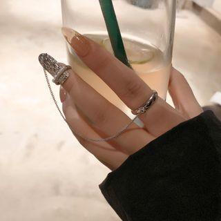Chain 2-finger Ring Silver - One Size