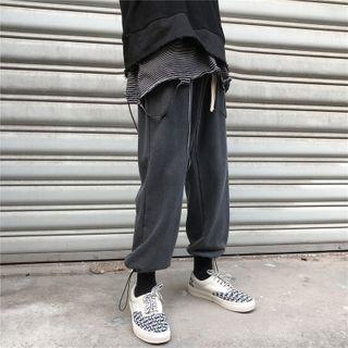 Wide-leg Drawstring Cuffed Harem Pants
